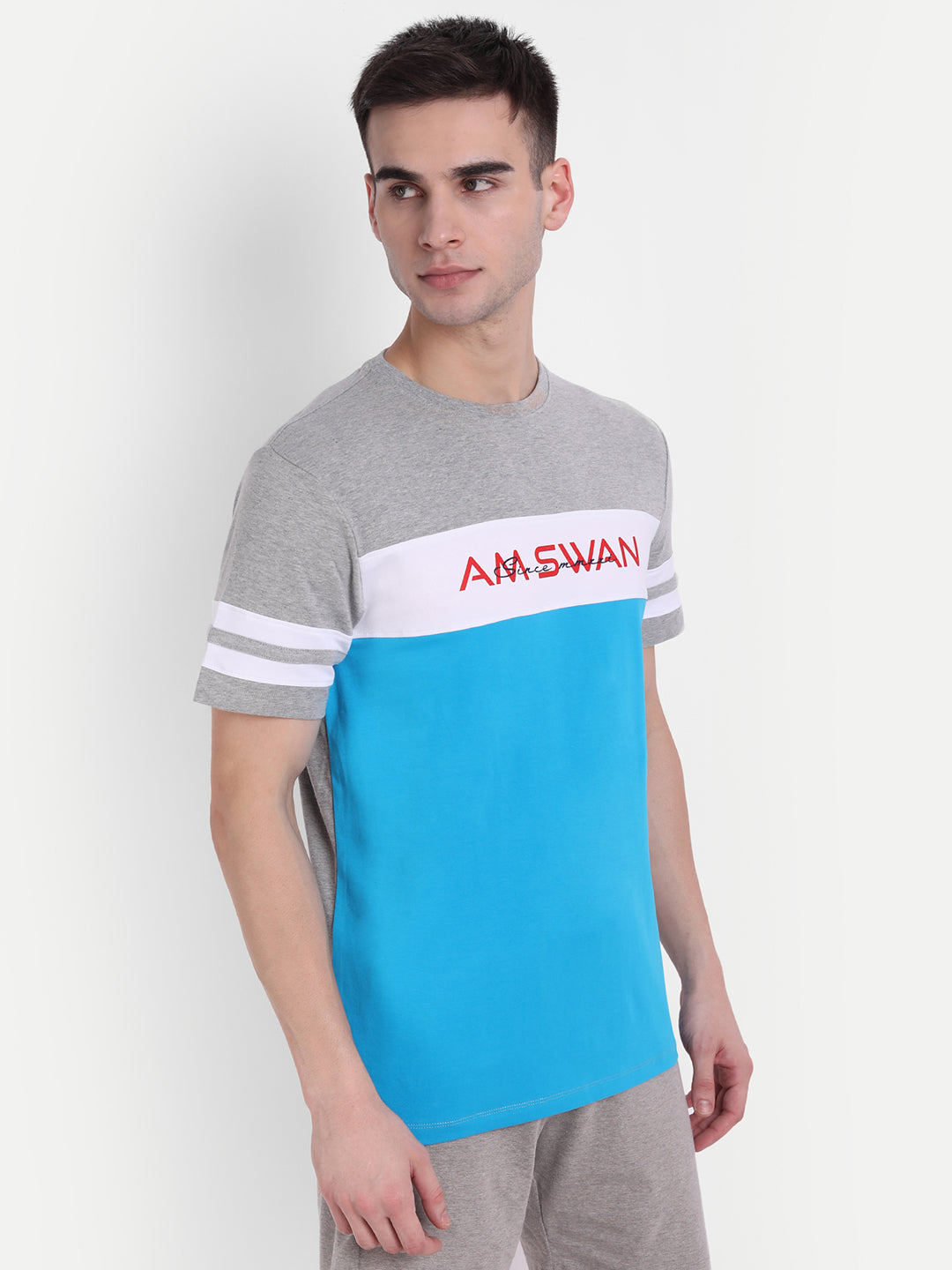 MENS COTTON RICH LYCRA GRAPHIC HALF SLEEVE CREW NECK T-SHIRTS