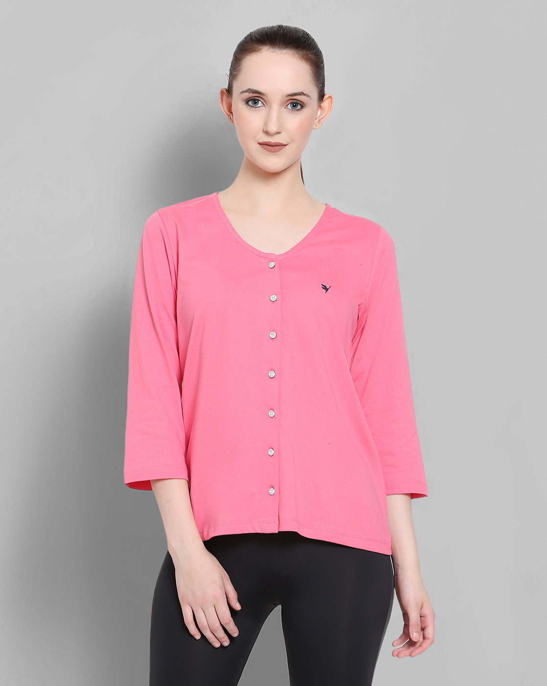 Women's Premium Cotton 3/4 Sleeve V- neck Tops