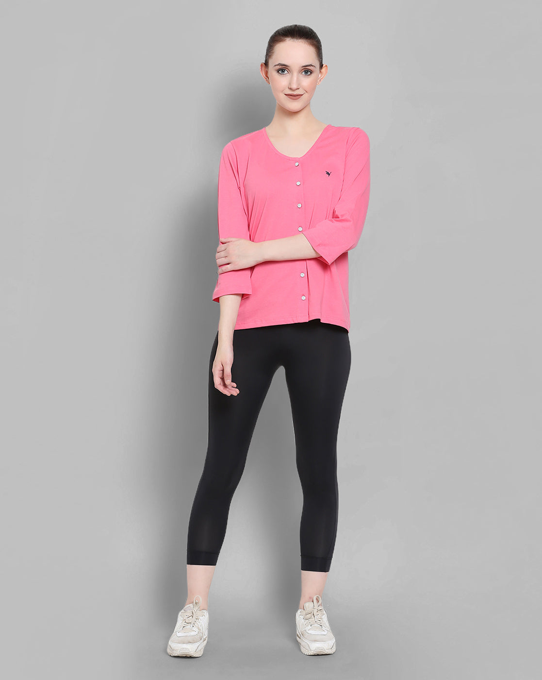 Women's Premium Cotton 3/4 Sleeve V- neck Tops