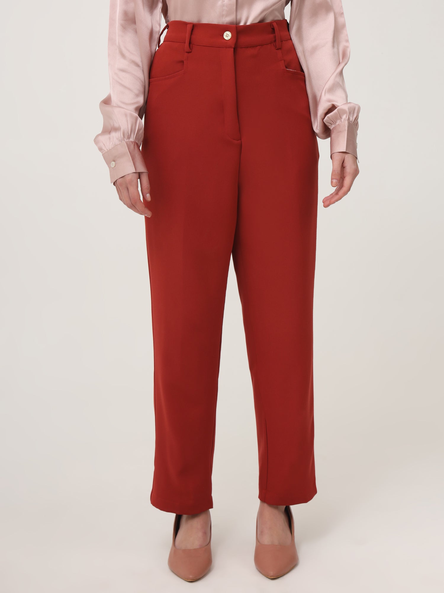 Banana Crepe Canyon Rose Flared Trouser Slash Pocket main image 0