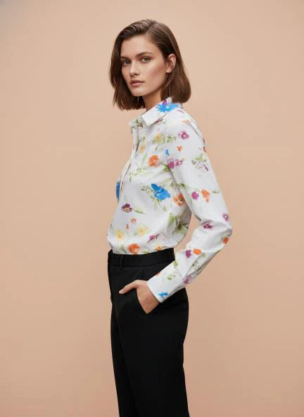Premium Micro Multicolour Regular Length Straight Hem Digital Print Shirt