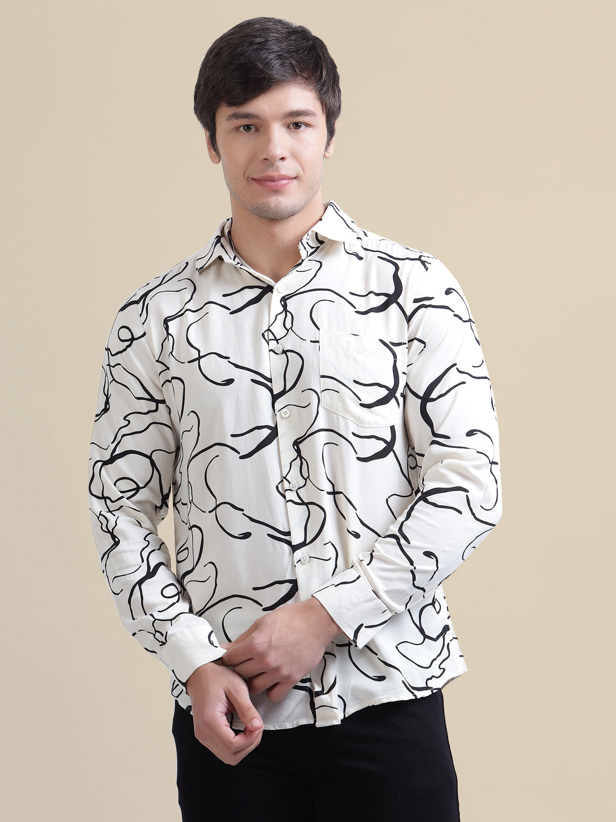 Men's Premium Rayon Shirt With  Abstract Print