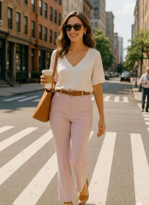 European Satin-Finish, V-Neck Top