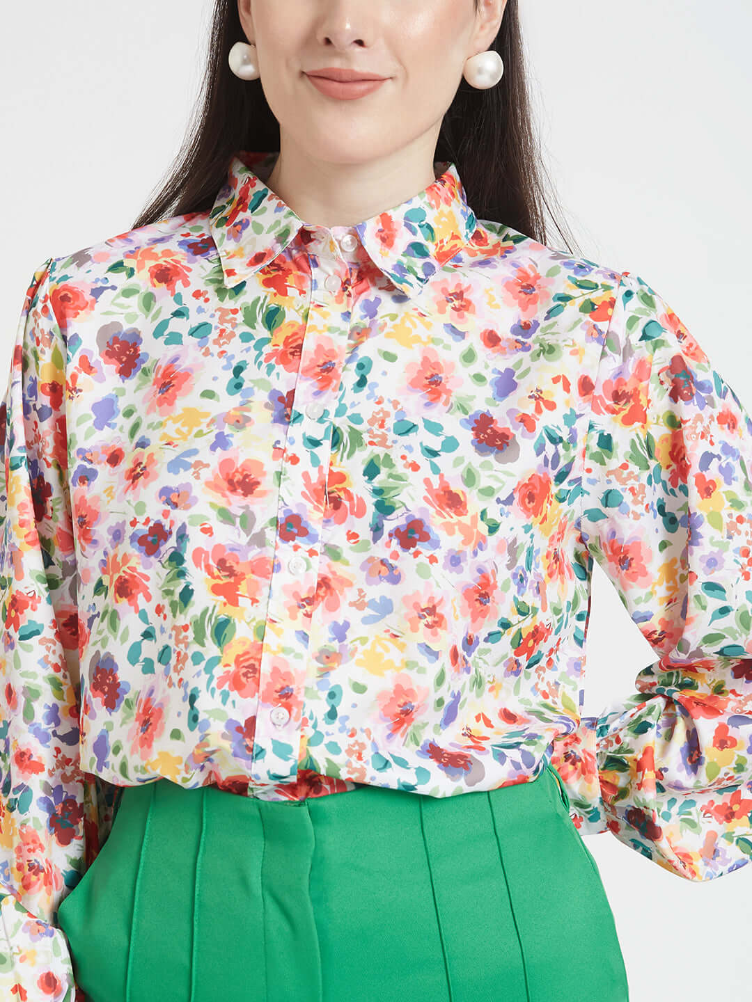 PREMIUM MICRO DIGITAL PRINT PUFF SLEEVE SHIRT