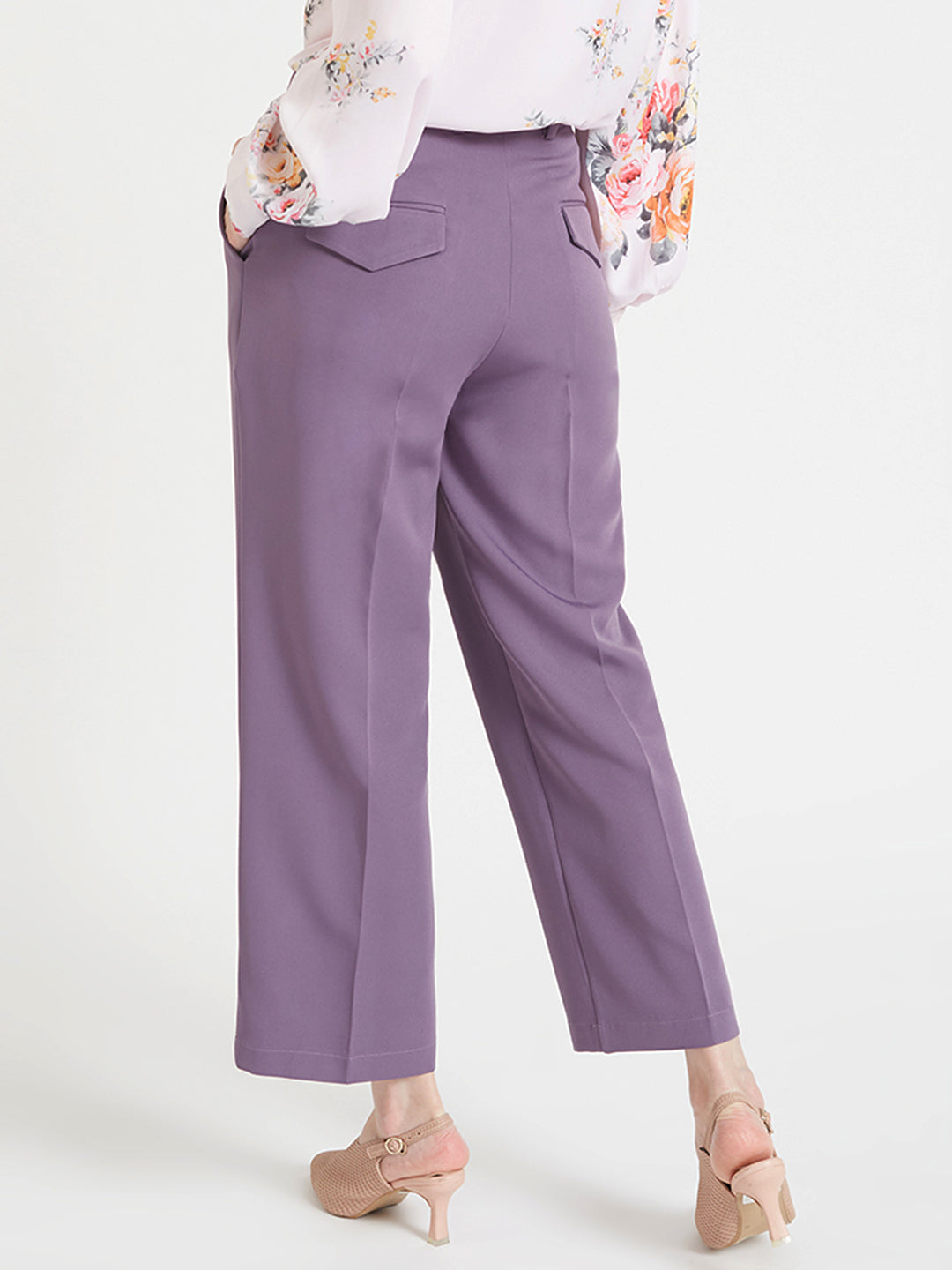 Women'S Luxury Banana Crepe Burlwood Straight Fit Flap Pocket Trouser