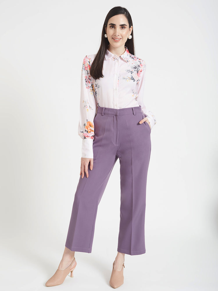 Women'S Luxury Banana Crepe Burlwood Straight Fit Flap Pocket Trouser