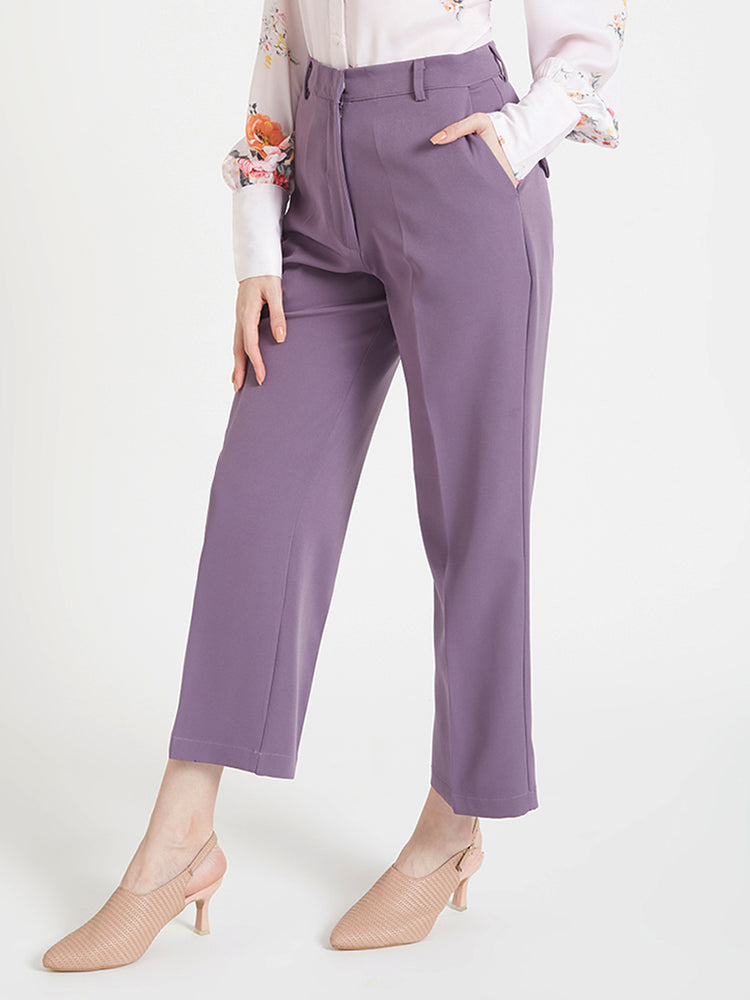 Women'S Luxury Banana Crepe Burlwood Straight Fit Flap Pocket Trouser