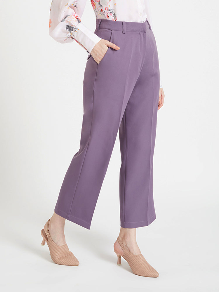 Women'S Luxury Banana Crepe Burlwood Straight Fit Flap Pocket Trouser