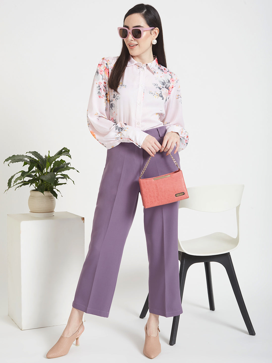 Women'S Luxury Banana Crepe Burlwood Straight Fit Flap Pocket Trouser