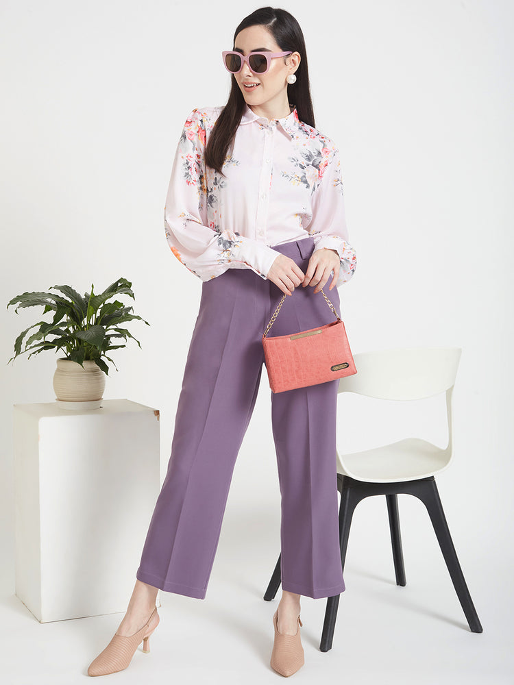 Women'S Luxury Banana Crepe Burlwood Straight Fit Flap Pocket Trouser