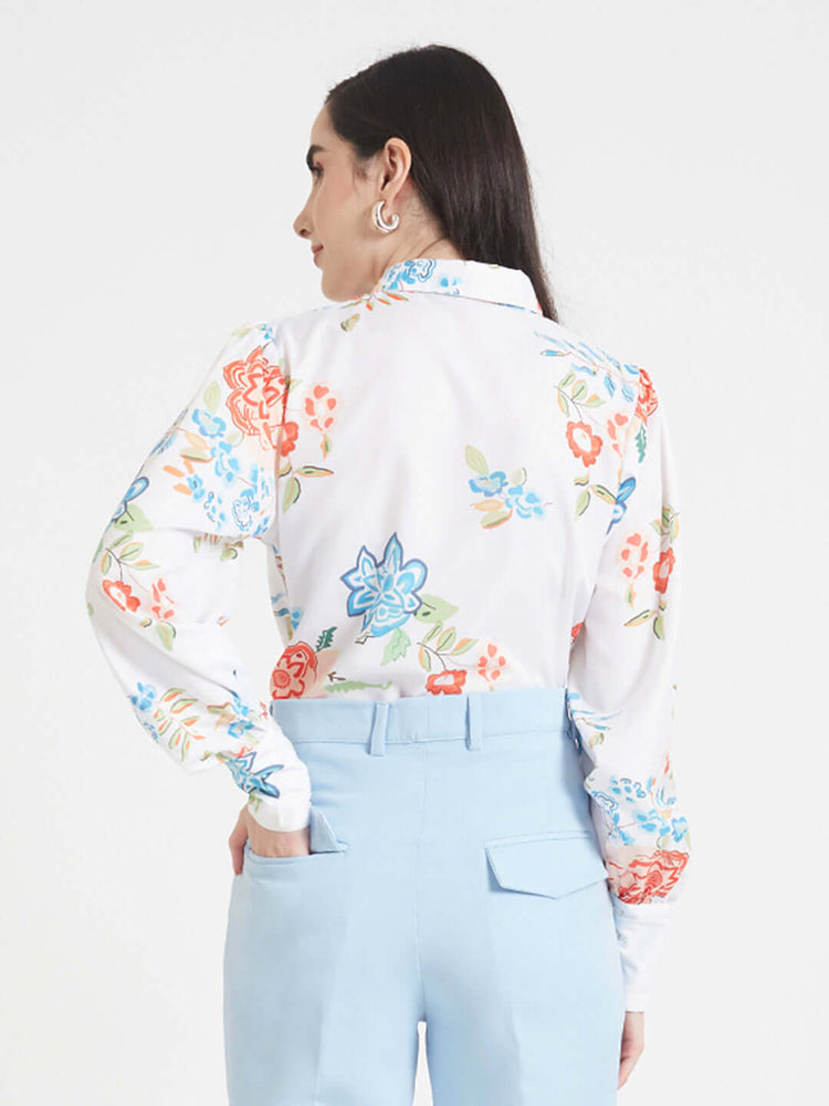 Premium Micro Digital Print Puff Sleeve Shirt