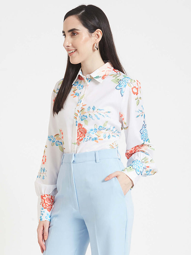 Premium Micro Digital Print Puff Sleeve Shirt