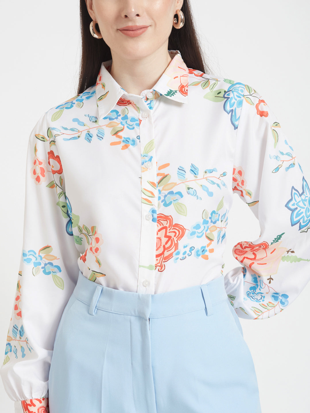 PREMIUM MICRO DIGITAL PRINT PUFF SLEEVE SHIRT