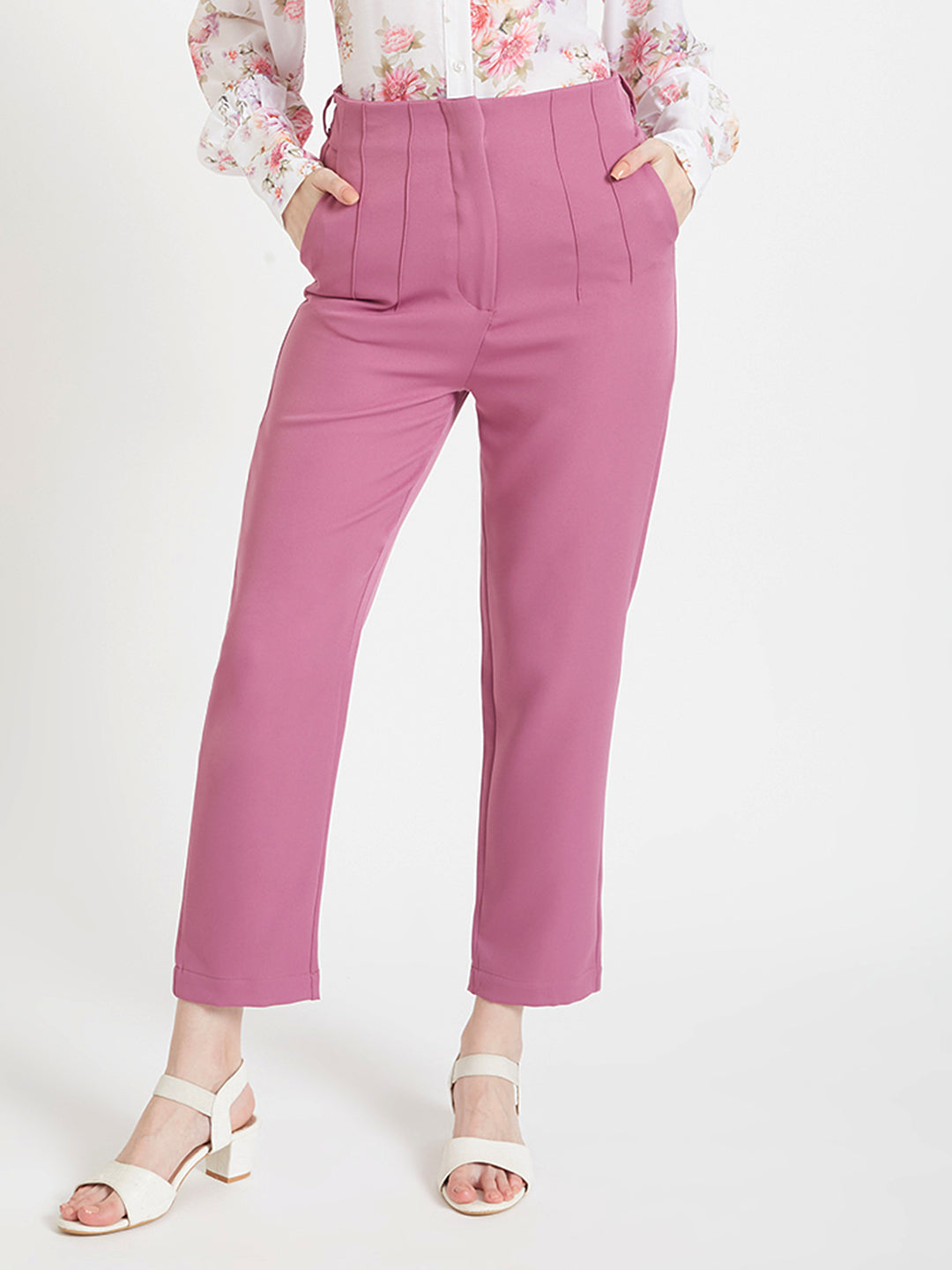 WOMEN'S LUXURY BANANA CANYON ROSE SKIN FIT WITH MULTI PLEATED TROUSER