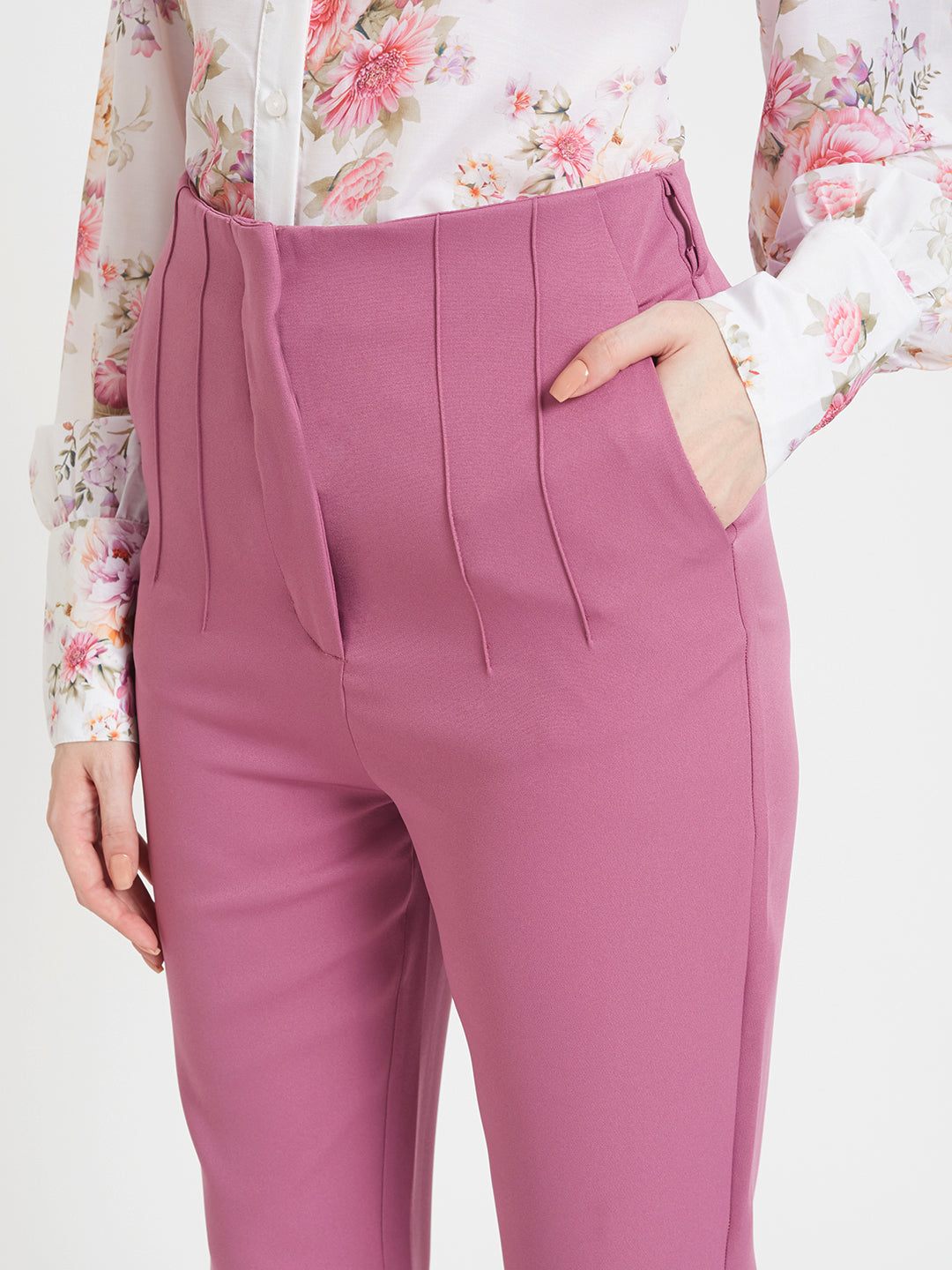 WOMEN'S LUXURY BANANA CANYON ROSE SKIN FIT WITH MULTI PLEATED TROUSER