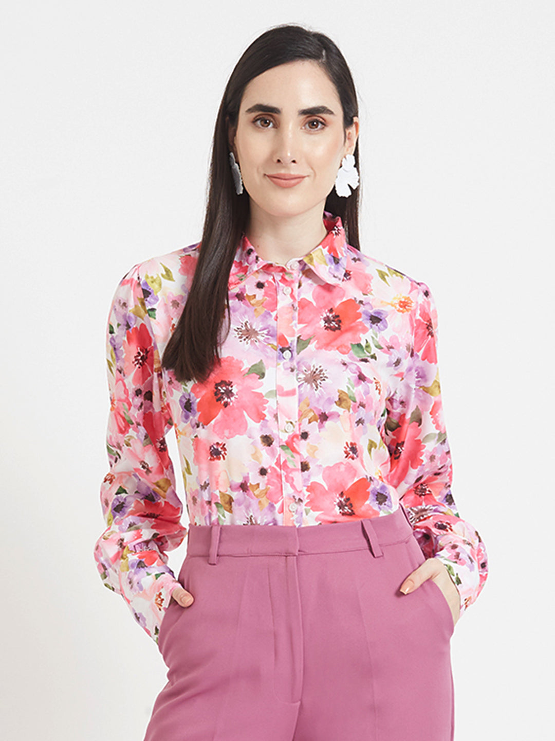 PREMIUM AMERICAN CREPE DIGITAL PRINT PUFF SLEEVE SHIRT