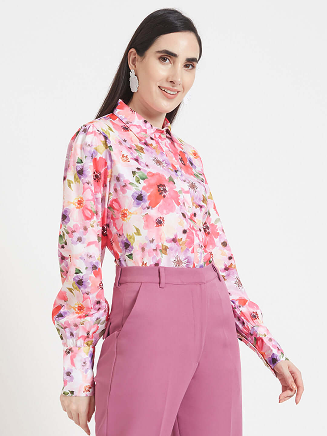 Premium American Crepe Digital Print Puff Sleeve Shirt
