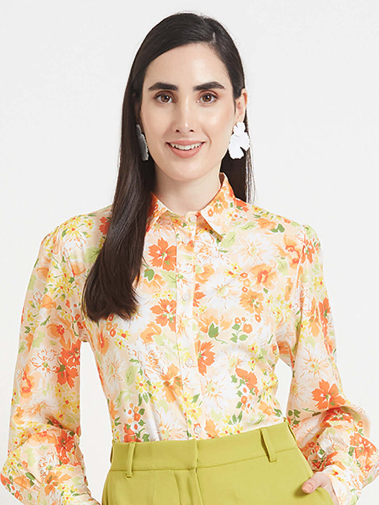 Premium American Crepe Digital Print Puff Sleeve Shirt