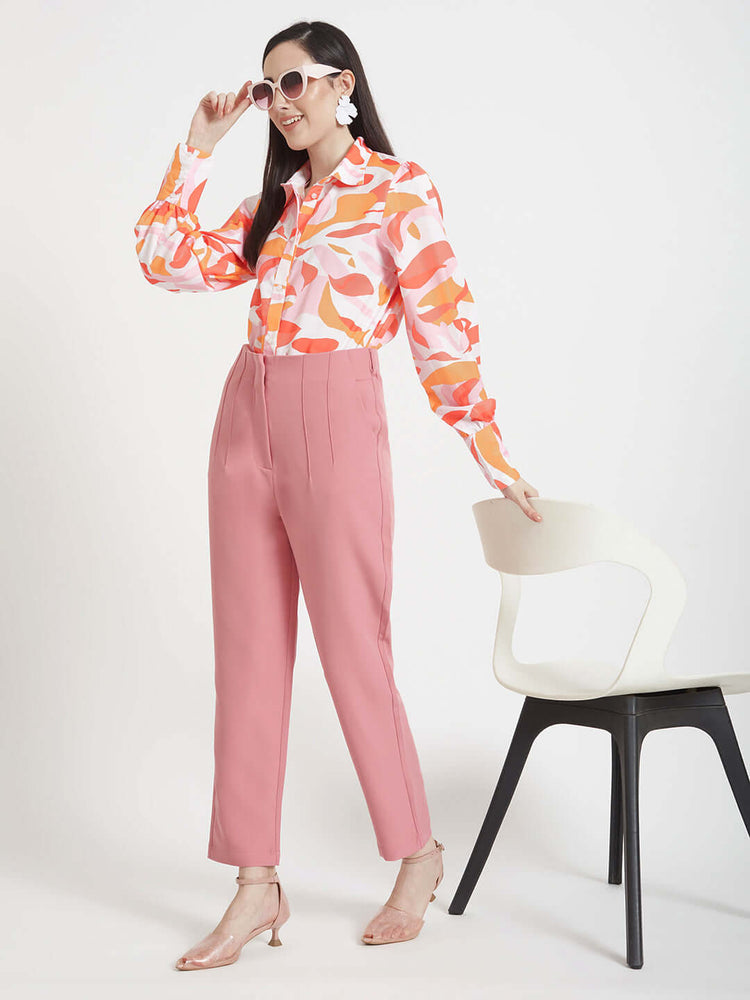 Premium Micro Digital Print Puff Sleeve Shirt