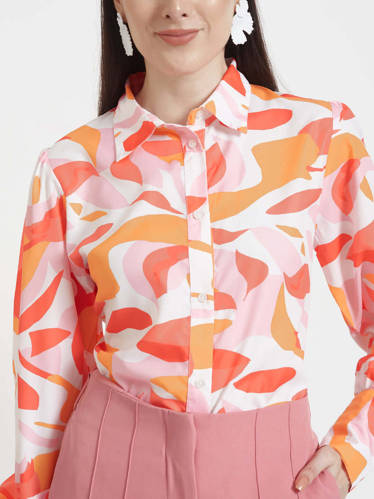 Premium Micro Digital Print Puff Sleeve Shirt
