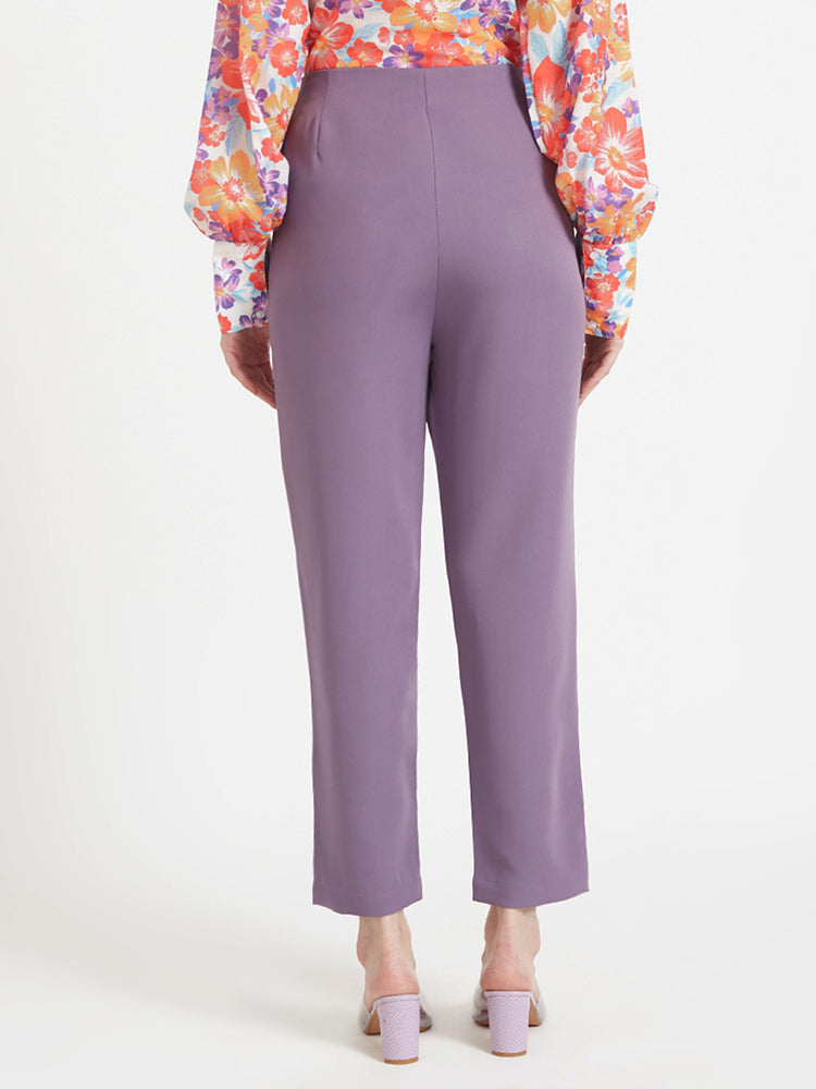 Women'S Luxury Banana Crepe Burlwood Skin Fit Multi Pleated Trouser