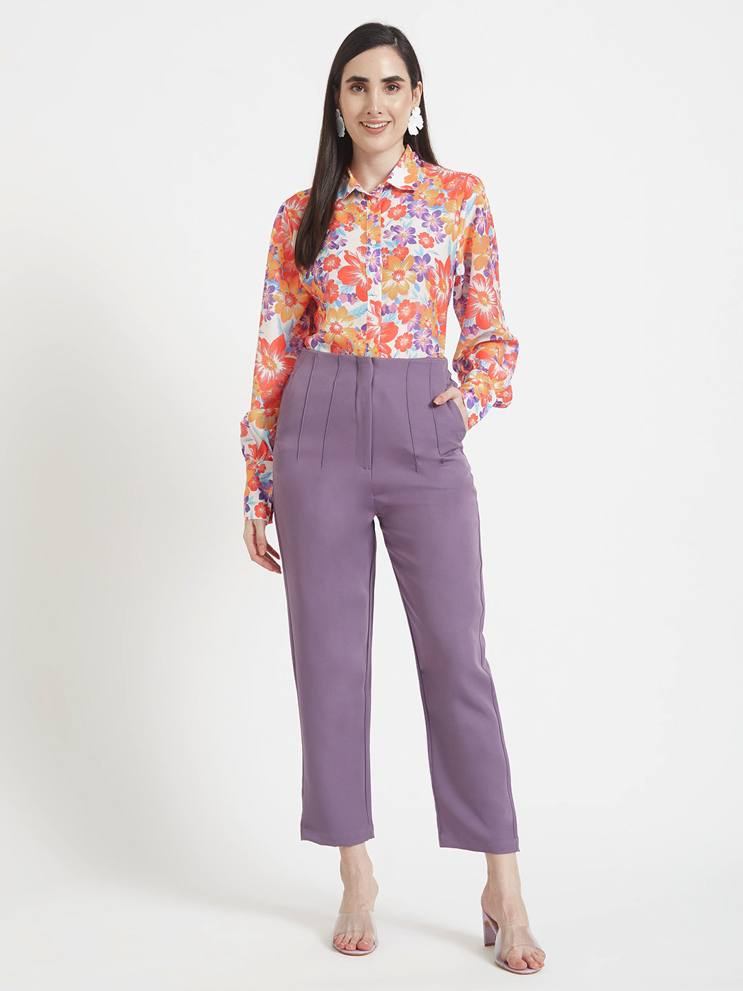 Women'S Luxury Banana Crepe Burlwood Skin Fit Multi Pleated Trouser