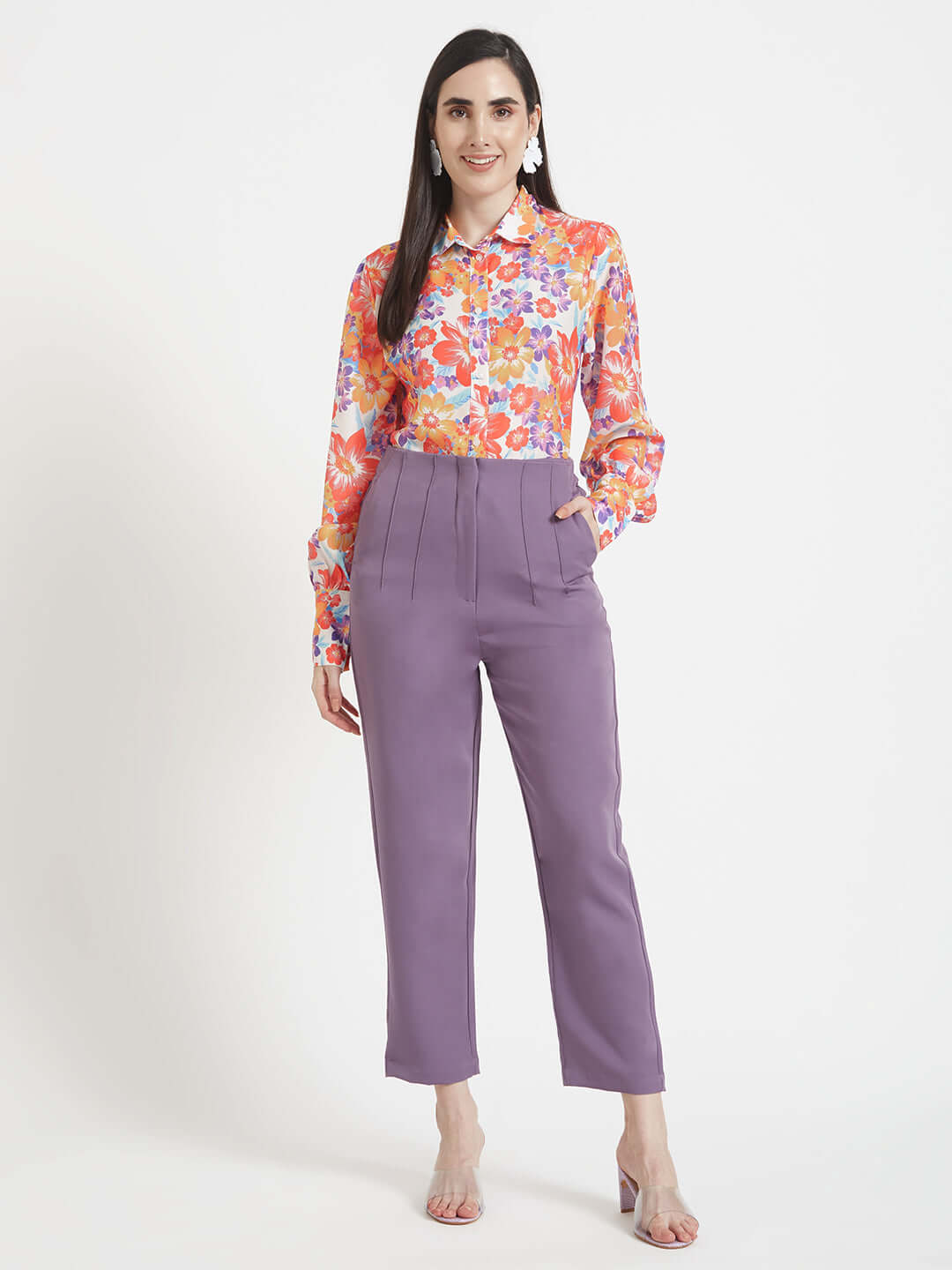 Luxury Muslin Digital Print Puff Sleeve Shirt