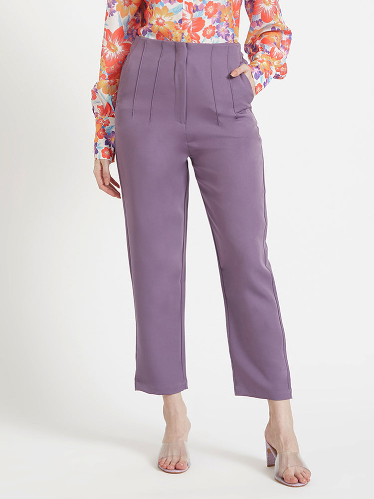Women'S Luxury Banana Crepe Burlwood Skin Fit Multi Pleated Trouser