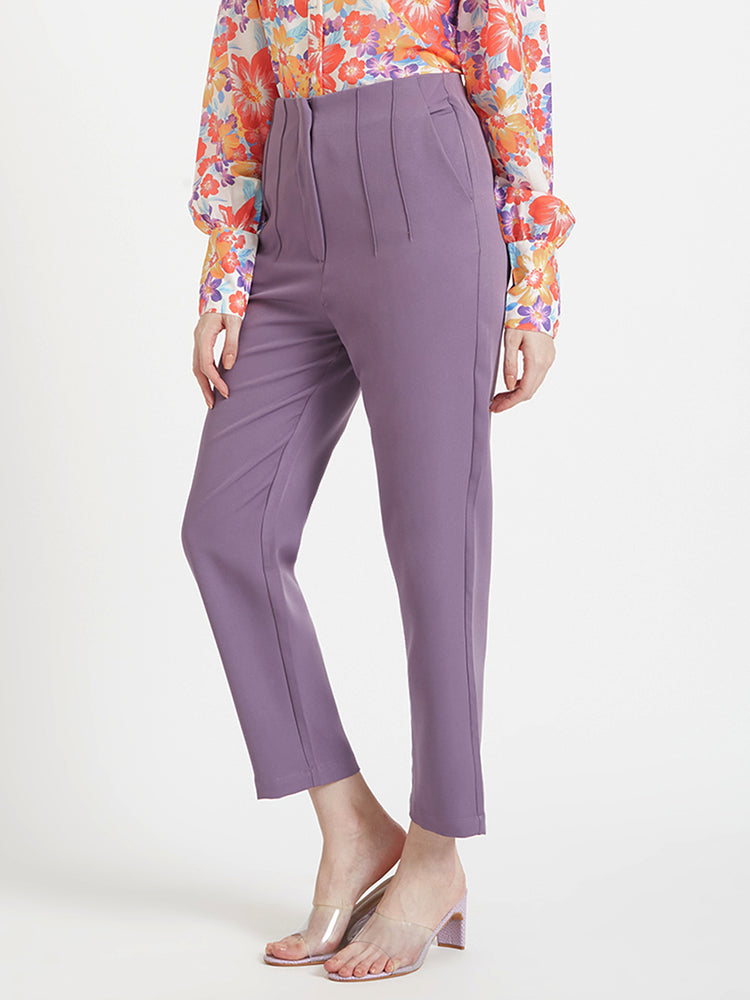 Women'S Luxury Banana Crepe Burlwood Skin Fit Multi Pleated Trouser