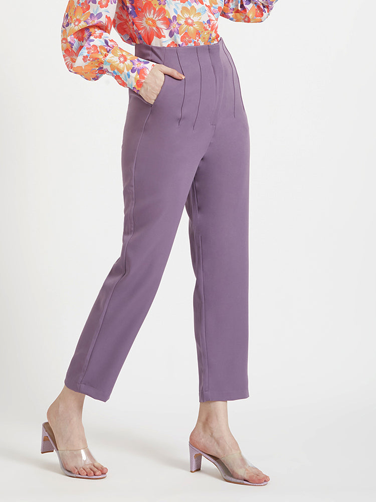 Women'S Luxury Banana Crepe Burlwood Skin Fit Multi Pleated Trouser