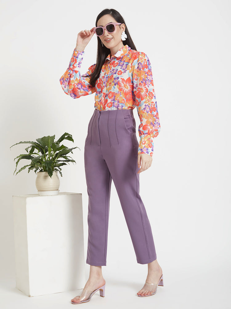 Women'S Luxury Banana Crepe Burlwood Skin Fit Multi Pleated Trouser