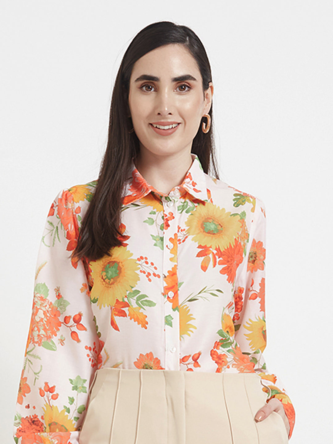 PREMIUM MUSLIN DIGITAL PRINT PUFF SLEEVE SHIRT