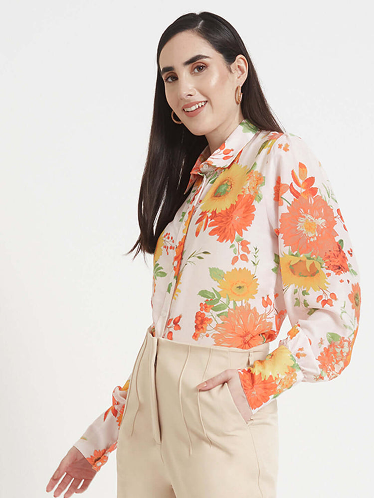 PREMIUM MUSLIN DIGITAL PRINT PUFF SLEEVE SHIRT