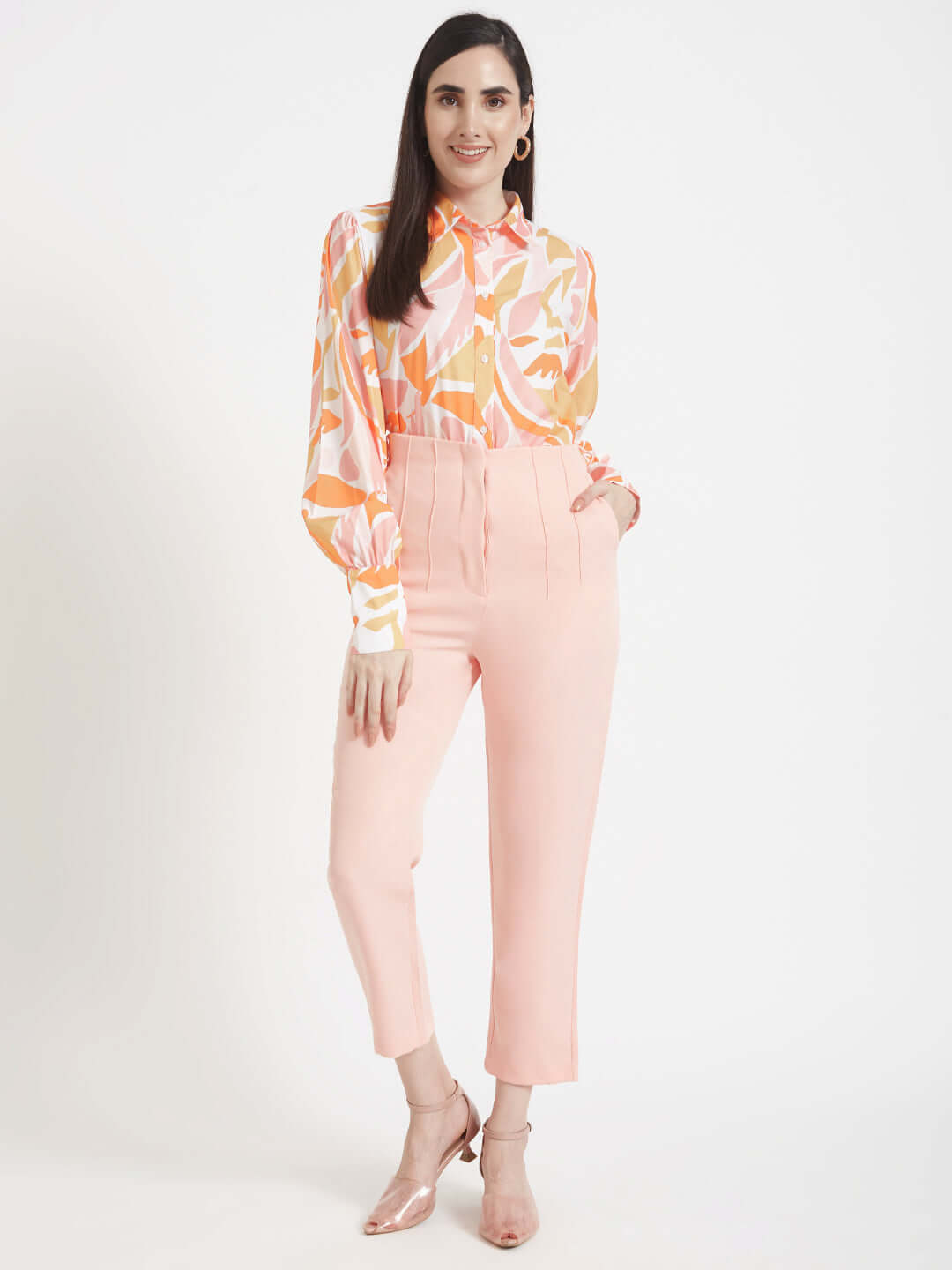 Premium American Crepe Digital Print Puff Sleeve Shirt