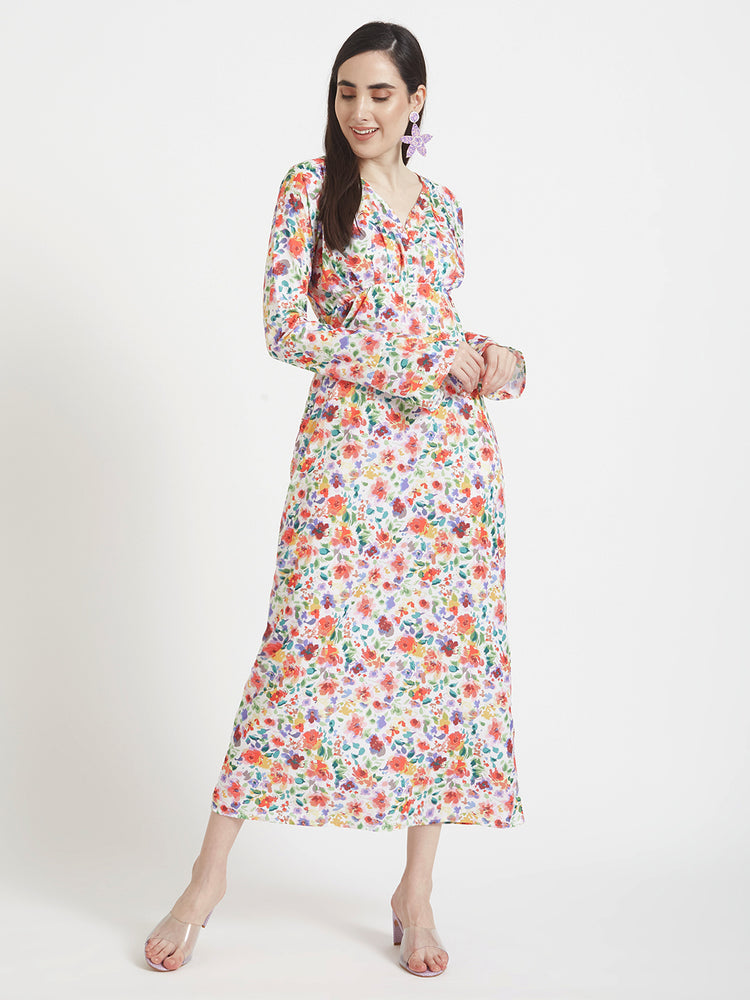 Premium Micro Digital Print Maxi Dress With Slash Pocket