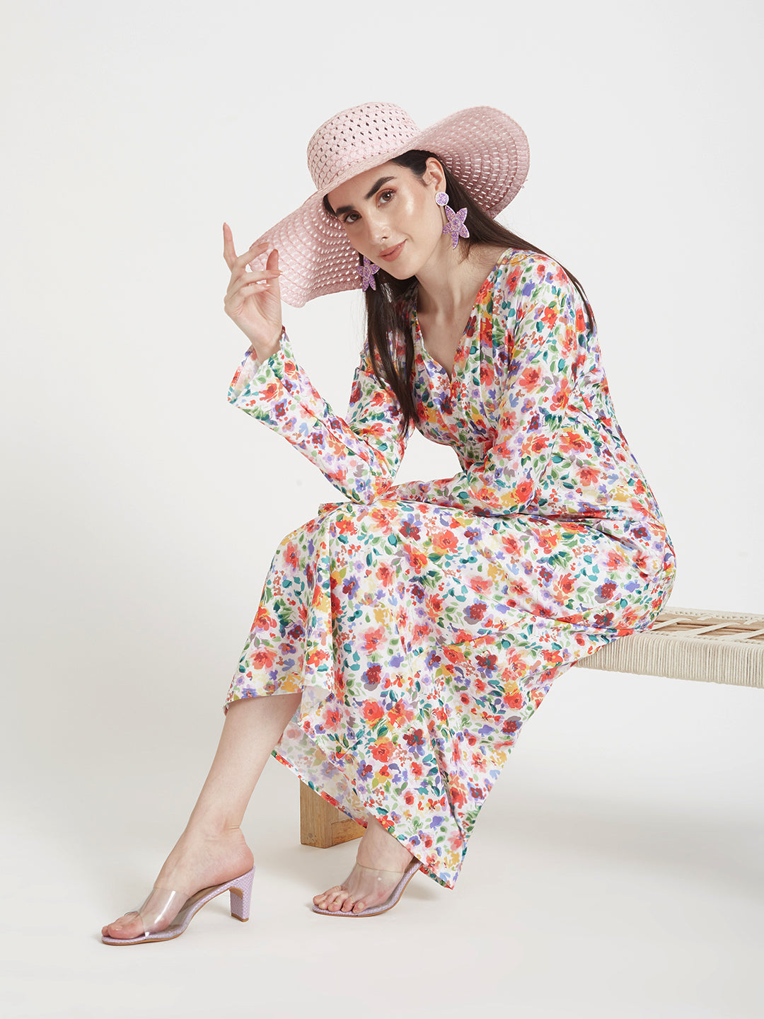 Premium Micro Digital Print Maxi Dress With Slash Pocket
