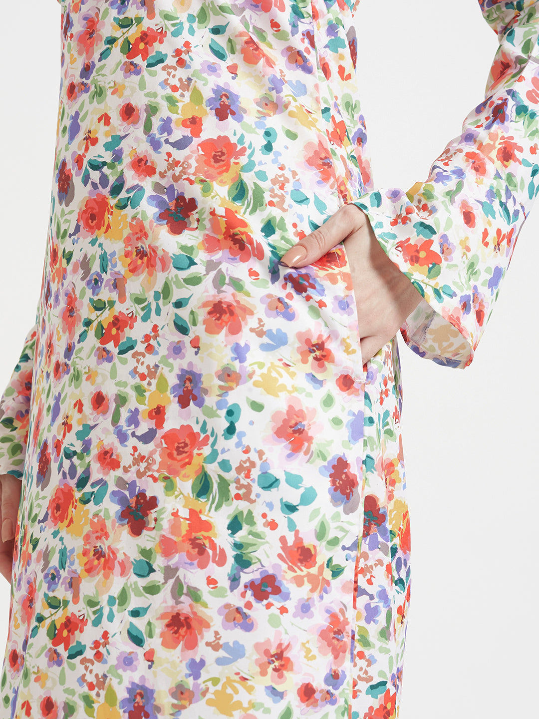 Premium Micro Digital Print Maxi Dress With Slash Pocket