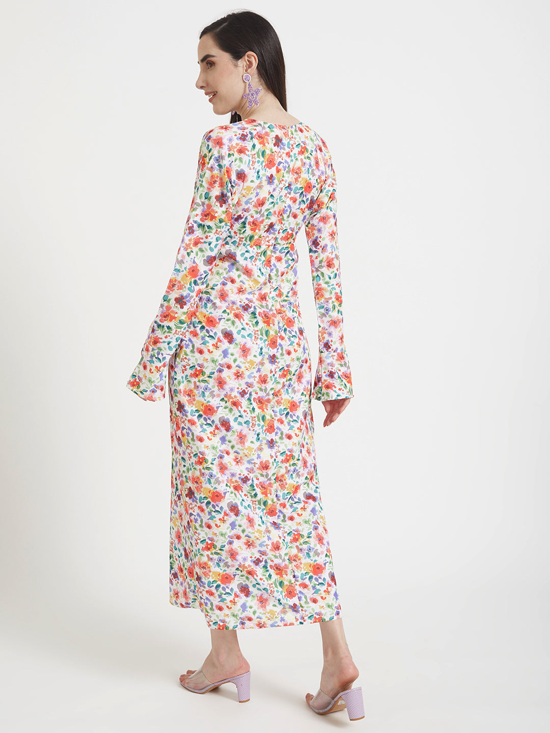 Premium Micro Digital Print Maxi Dress With Slash Pocket