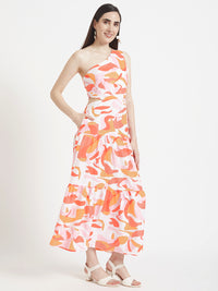 PREMIUM MICRO DIGITAL PRINT  FLARE MAXI DRESS WITH SLASH POCKET