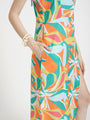Luxury Satin Digital Print Maxi Dress With Slash Pocket