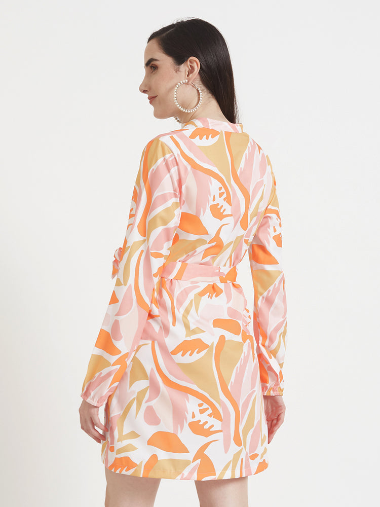 Premium American Crepe Digital Print Midi Dress With Slash Pocket