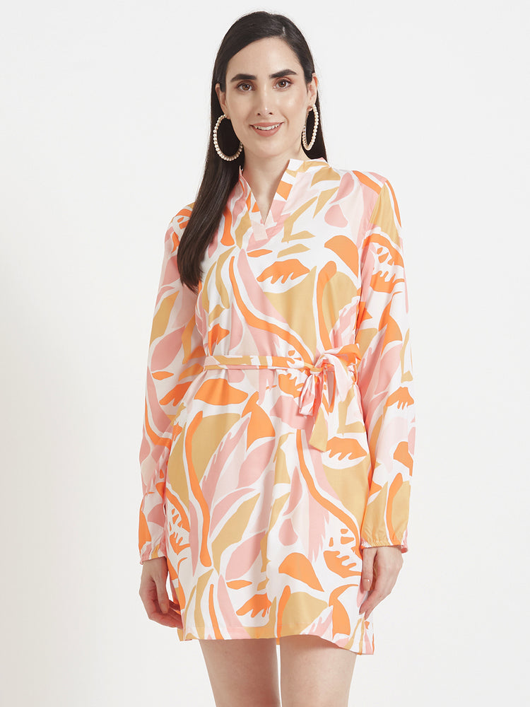 Premium American Crepe Digital Print Midi Dress With Slash Pocket