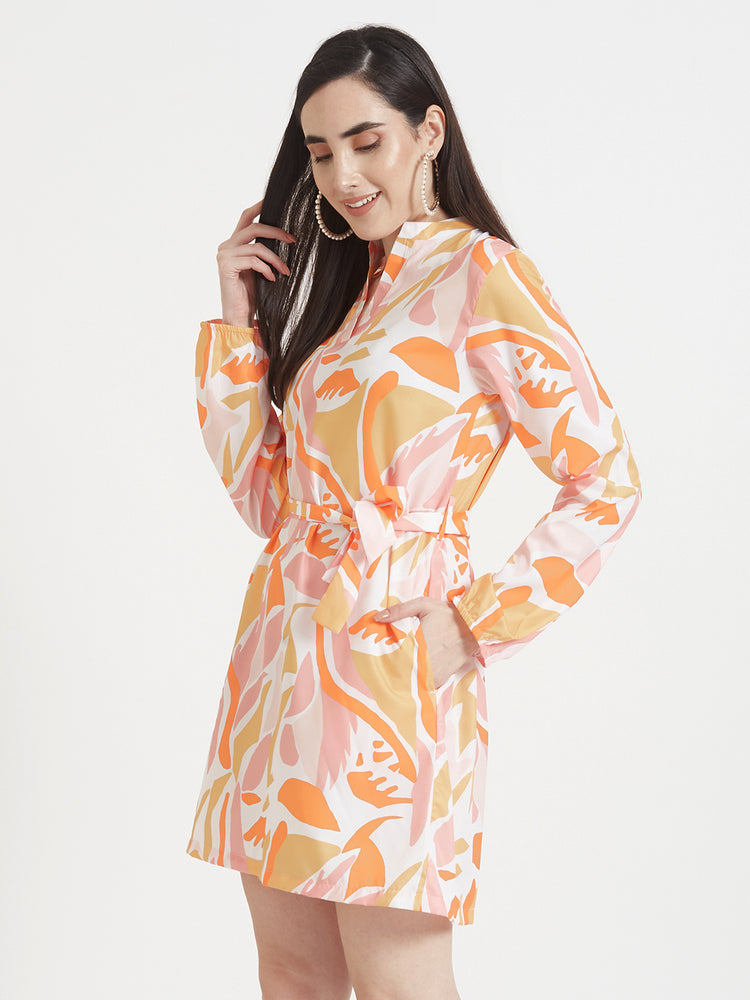 Premium American Crepe Digital Print Midi Dress With Slash Pocket