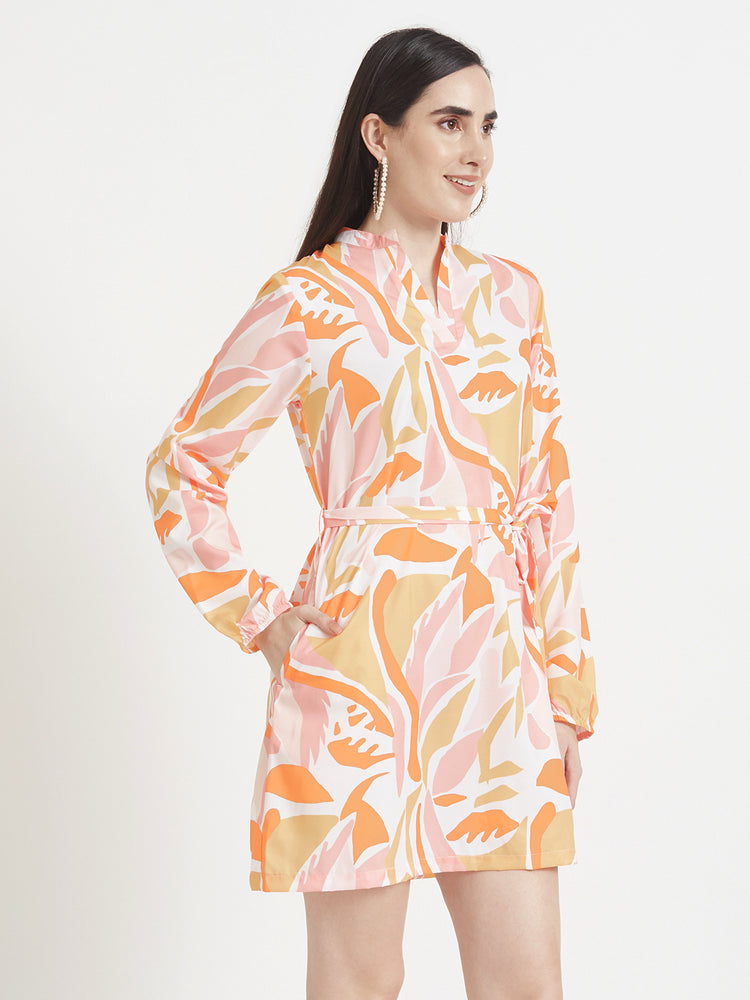 Premium American Crepe Digital Print Midi Dress With Slash Pocket