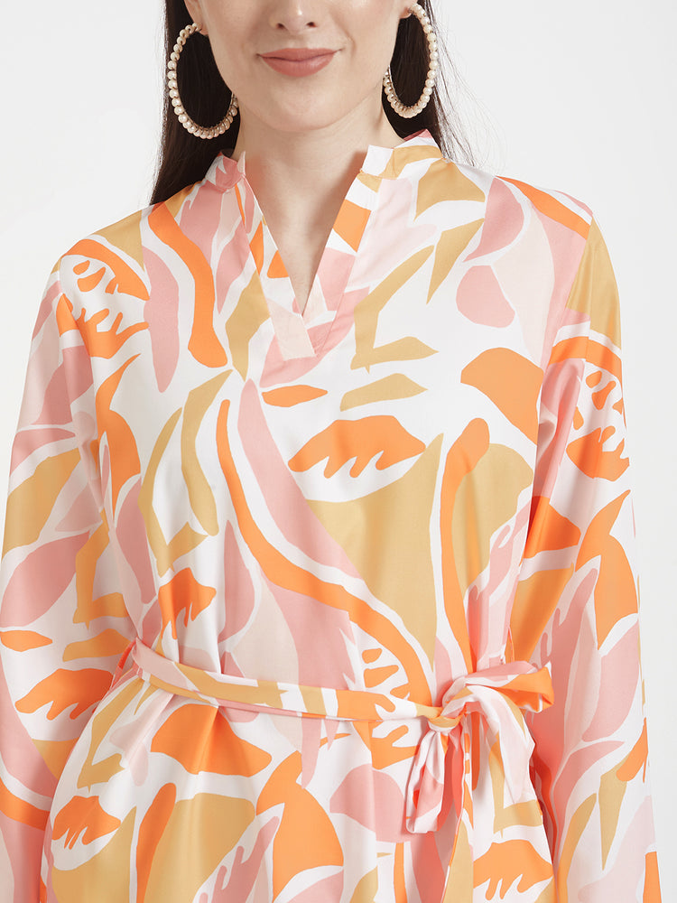 Premium American Crepe Digital Print Midi Dress With Slash Pocket