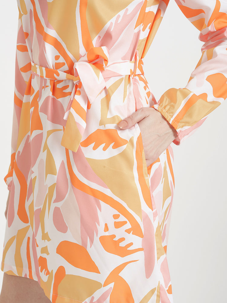 Premium American Crepe Digital Print Midi Dress With Slash Pocket