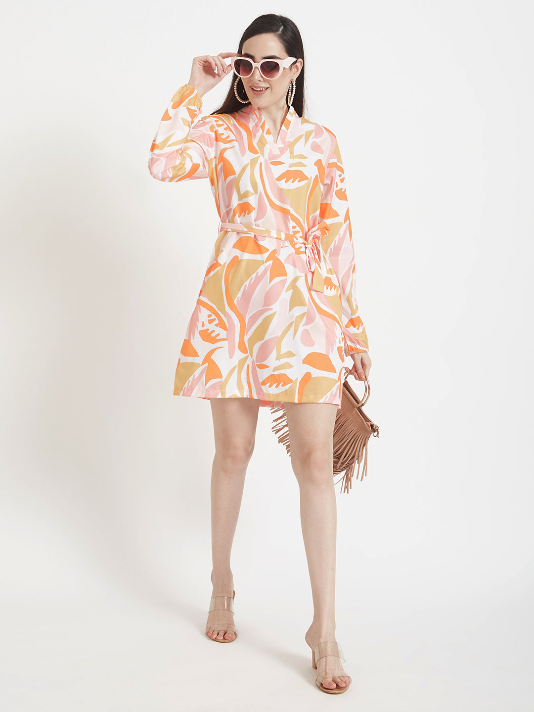 Premium American Crepe Digital Print Midi Dress With Slash Pocket