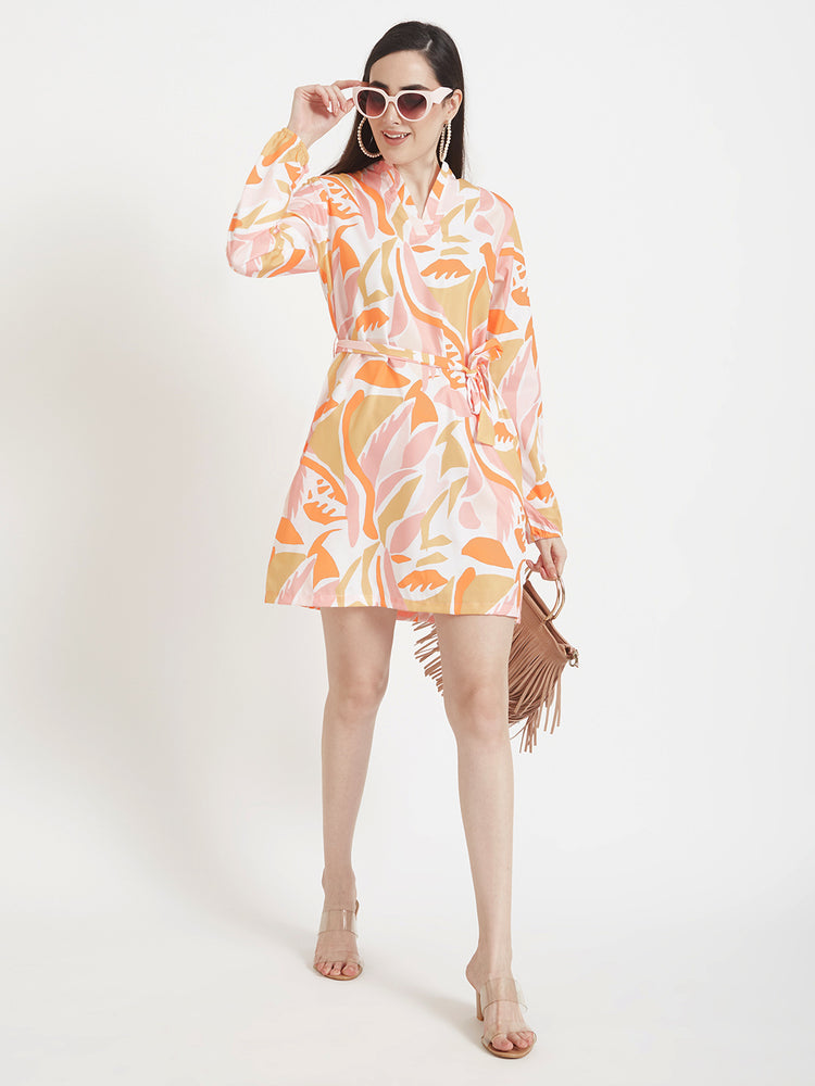 Premium American Crepe Digital Print Midi Dress With Slash Pocket