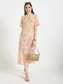 Luxury Cambric Digital Print Maxi Dress With Slash Pocket