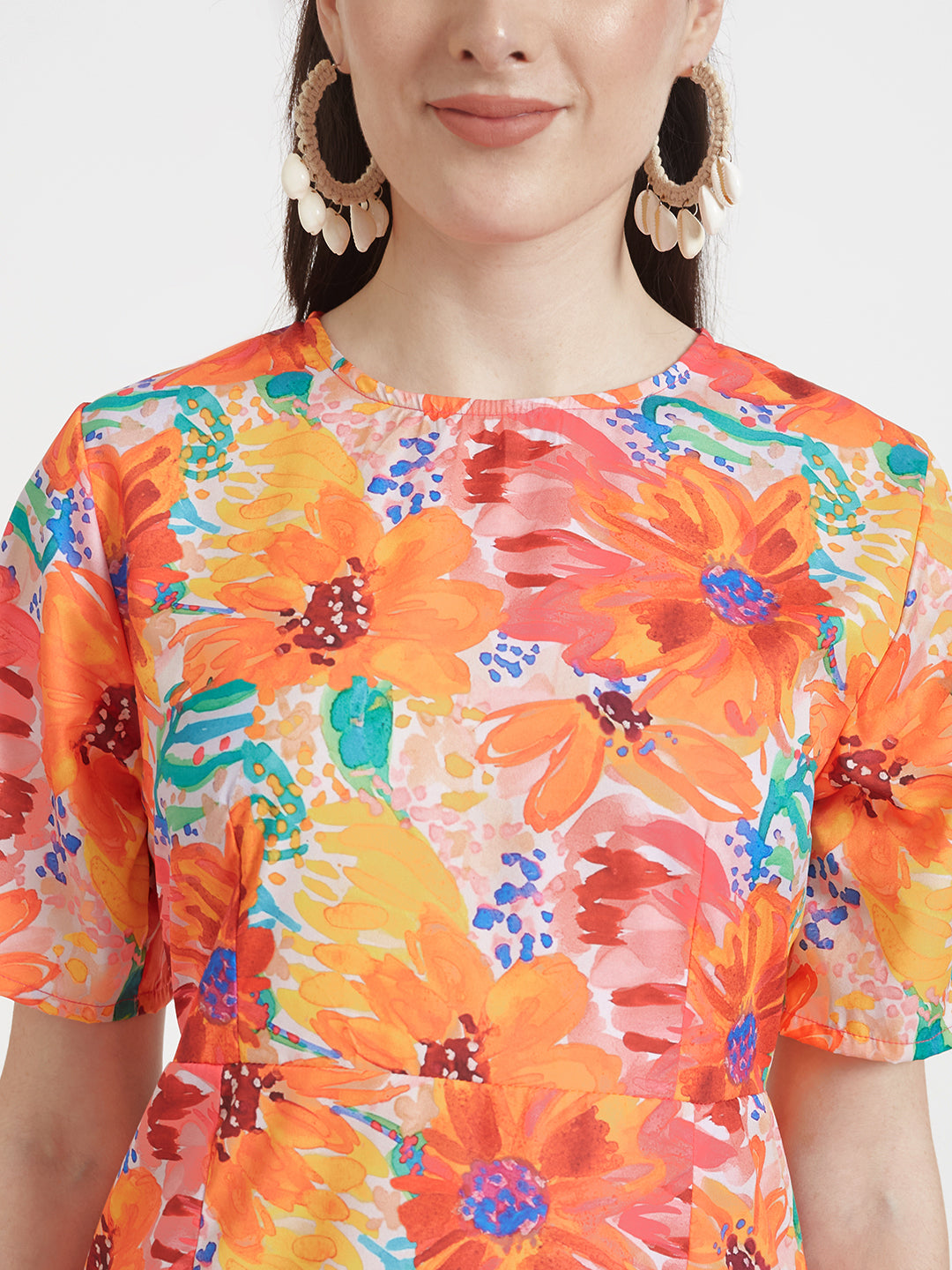 Premium American Crepe Digital Print Maxi Dress With Slash Pocket